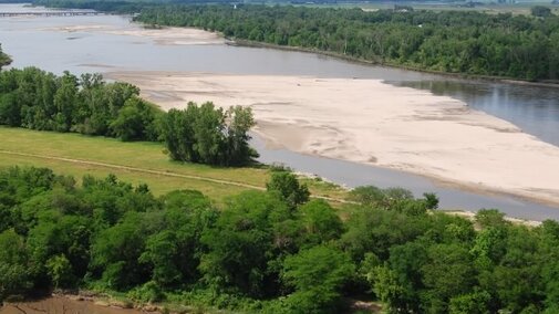 Lower Platte River during the 2009 tern and plover breeding season. Photo taken from Mahoney State Park Tower.